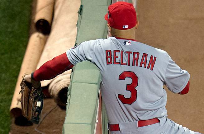 Carlos Beltran's second-inning catch in Game 1 saved three runs but cost him most of his first World Series appearance.